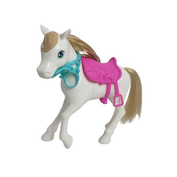 Barbie Chelsea Doll & White Pony Riding Horse Set With Pink Saddle & Blue Bridle - Picture 5 of 6